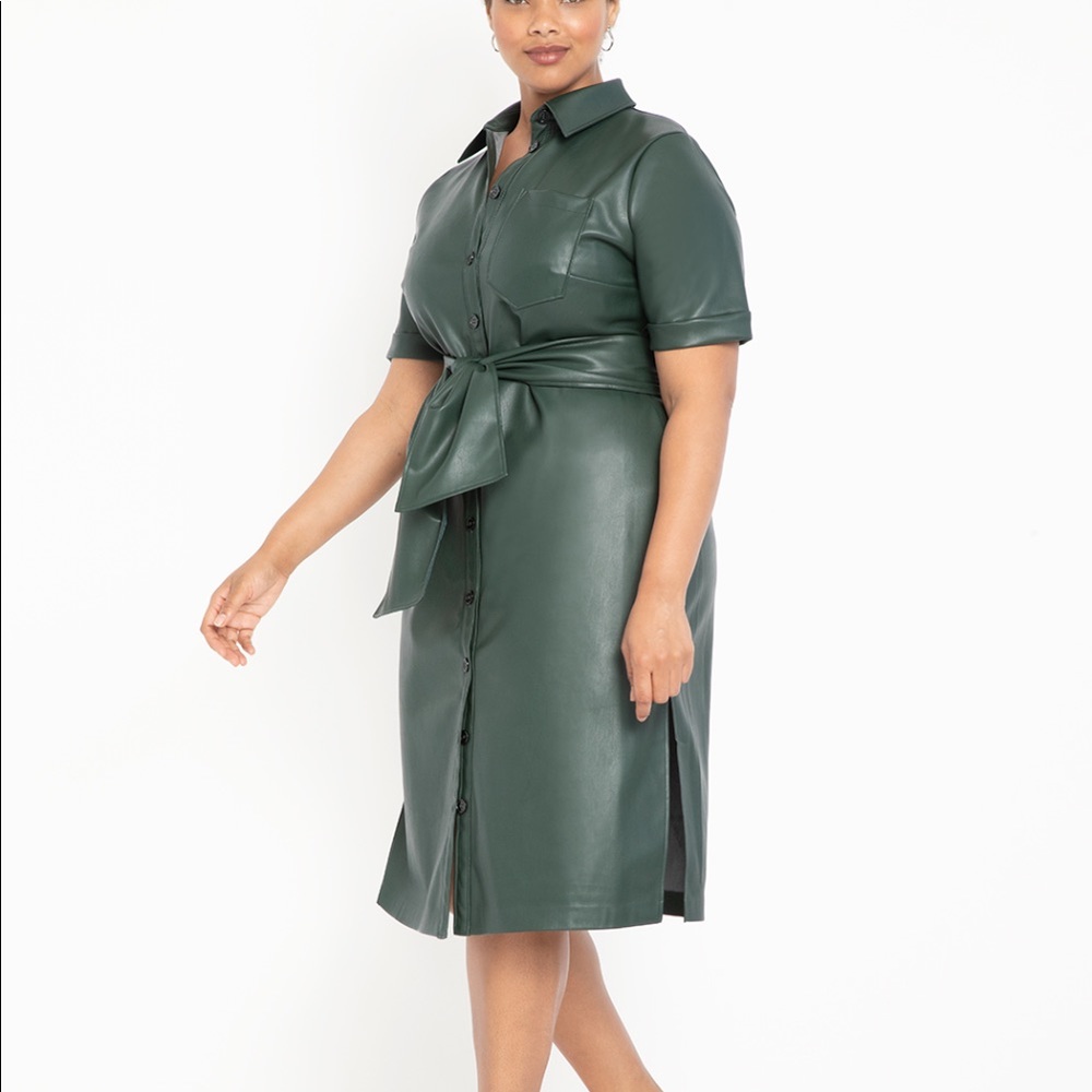 Eloquii Faux Leather Trench Dress